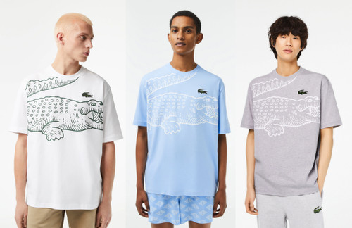 Lacoste Men’s Crew Neck Loose Fit Crocodile Print T-Shirt TH5511