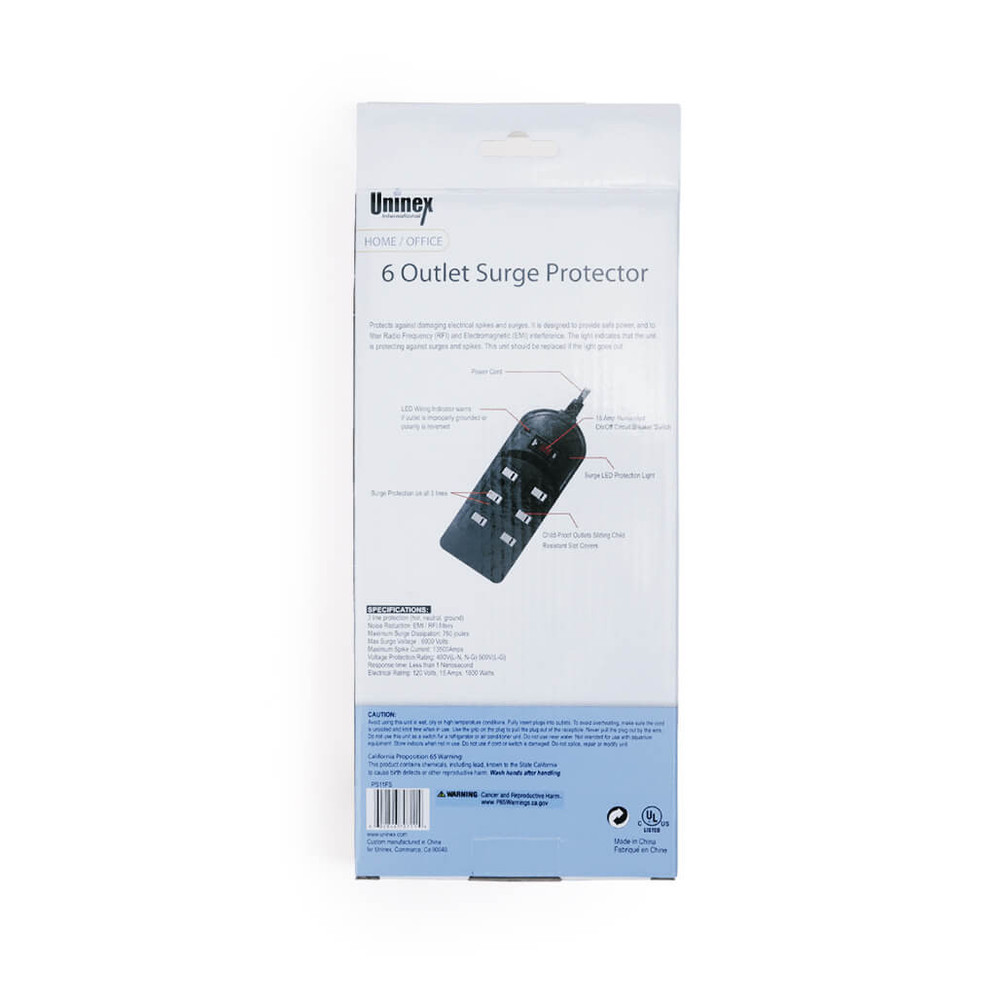 PS11FS, 6 Outlet Surge Protector 750 Joules
