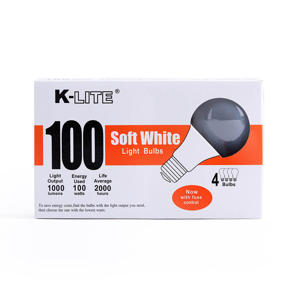 KL11004, 4-Pack 100W Soft White Light Bulbs