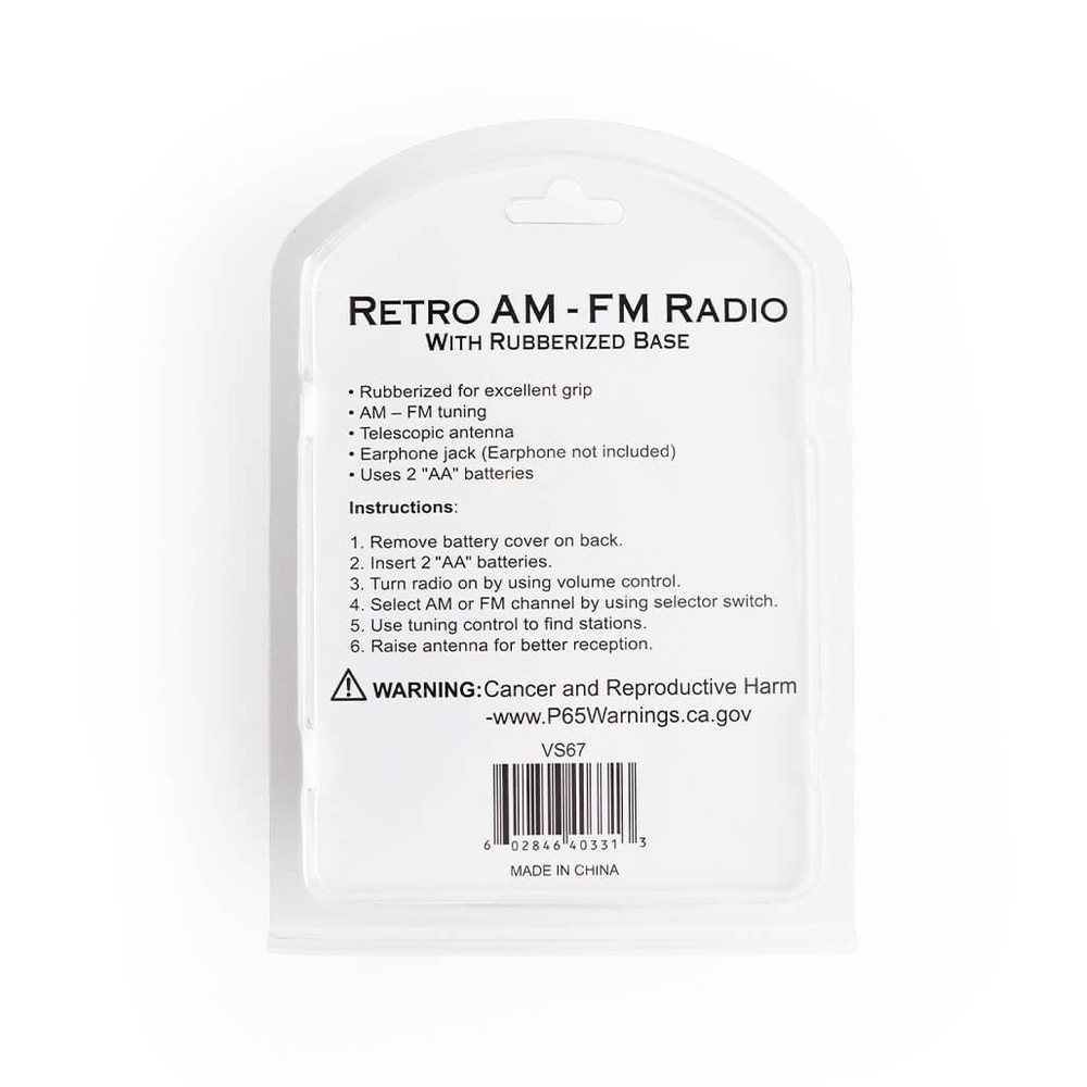 VS67, Retro AM-FM Radio with Rubberizes Base