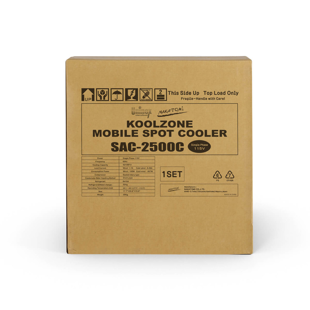 SAC-2500C, KOOLZONE Mobile Spot Cooler 9,210 BTU, Ceiling-Mounted