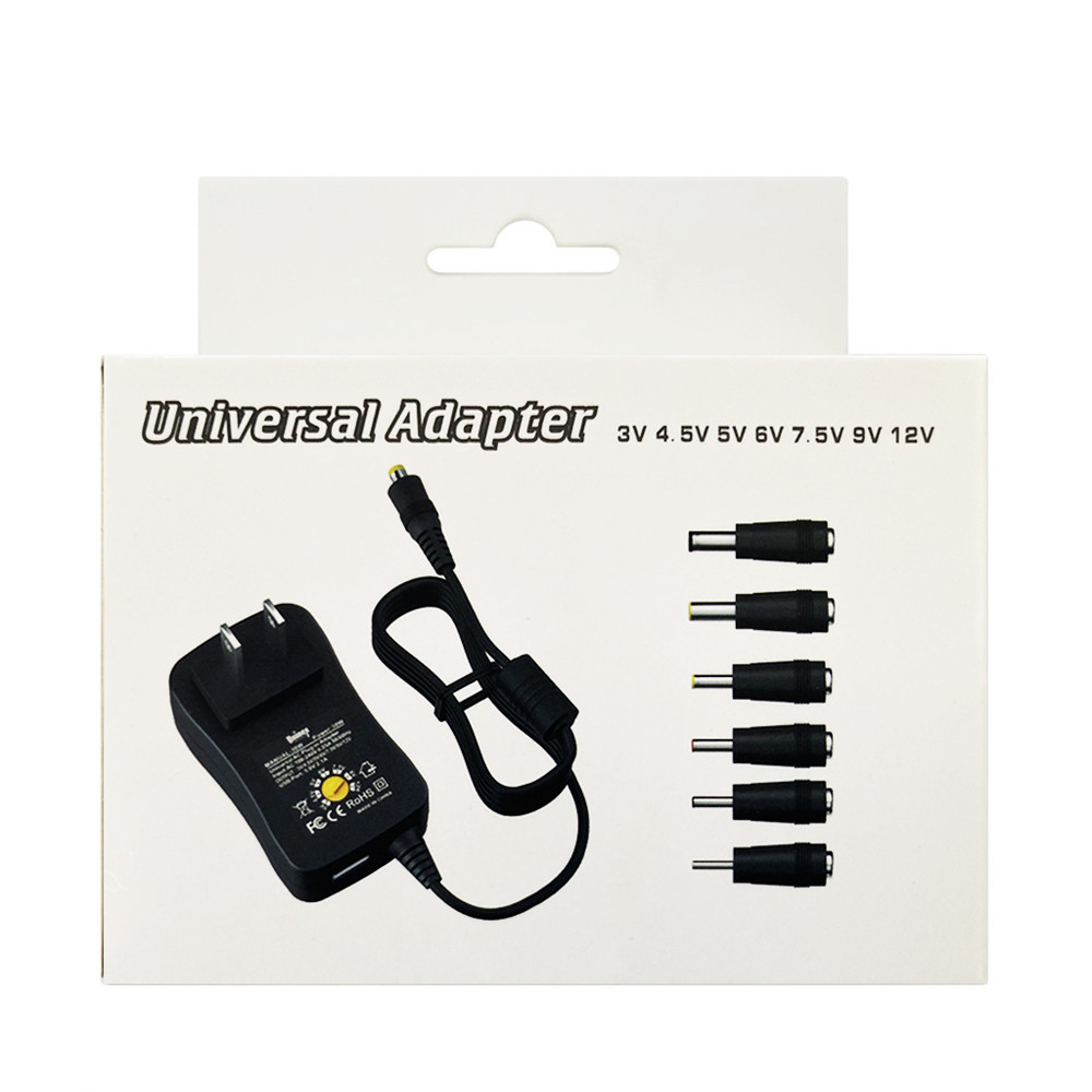 CV016, Universal AC/DC Adapter 30W with 6 Plugs, USB Port 2.1A
