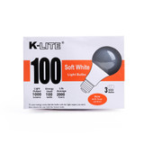 KL11003, 3-Pack 100W Soft White Light Bulbs