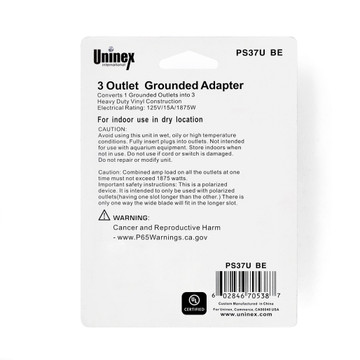 PS37U BE, Grounded Adapter