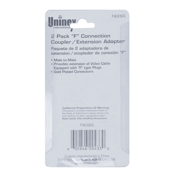 FB09G, 2 Pack "F" Connection Coupler/Extension Adapter