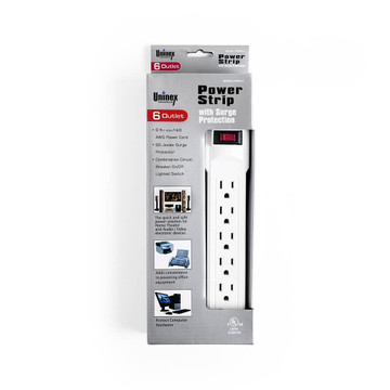 PS09S-6, 6 Outlet Power Strip with Surge Protection