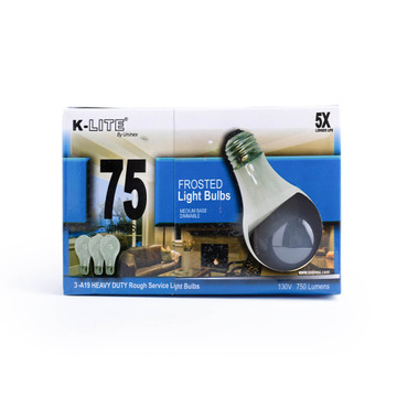 KL11753RS, 3-Pack 75W Frosted Light Bulbs Medium Base Dimmable