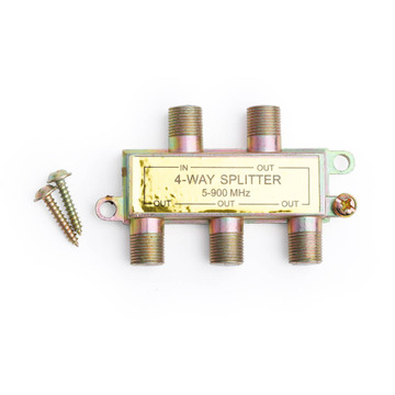 TA204AA, 75-Ohm UHF/VHF/FM 4 Way F Splitter