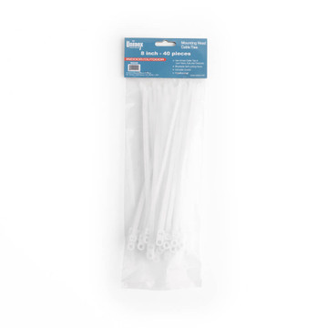 WA0840, 40-Pack 8-Inch Indoor/Outdoor Mounting Head Cable Tie