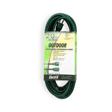 EC1620UL GR, 20ft Indoor/Outdoor Grounded Extension Cord, Green