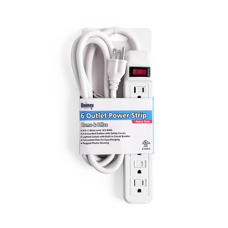 PS07-6, Heavy Duty 6 Outlet Power Strip with 6 Foot Cord