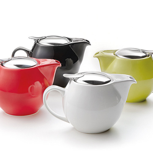 <p>The cute round teapot with a stylish stainless steel lid and comes complete with a stainless steel strainer.</p>
<p>Capacity 0.5L - Available in white, Lime dots, dark green and purple.</p>