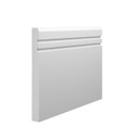 Skirting World Grooved 2 Chamfered MDF Skirting Board, modern white skirting board with two grooved edges and chamfered design for interior wall finishing.