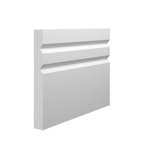 Skirting World Queen MDF Skirting Board, white decorative MDF skirting with multiple layered grooves for a stylish finish.