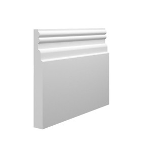 Skirting World Reeded 2 MDF Skirting Board, white decorative molding for room baseboards.