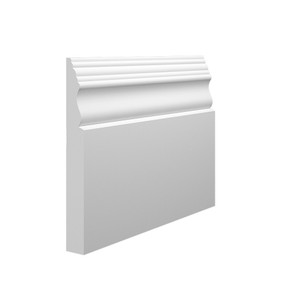 Skirting World Victorian 2 MDF Skirting Board, white decorative MDF skirting with detailed molding design.