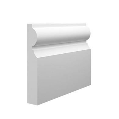 Skirting World Milan MDF Skirting Board, white MDF skirting with decorative curved design.