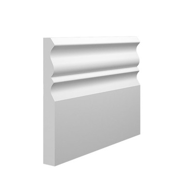 Skirting World Profile 3 MDF Skirting Board, a white decorative MDF skirting board with three curved profile designs for enhanced interior finishing.