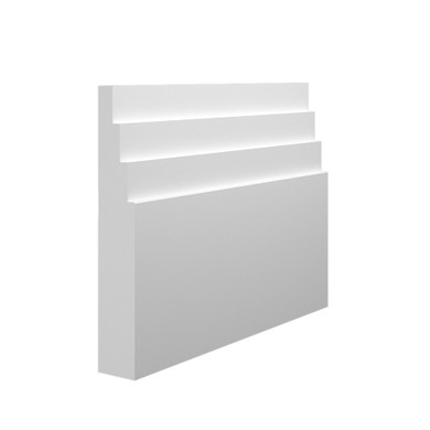 Skirting World Stepped 4 MDF Skirting Board, white MDF skirting with stepped design.