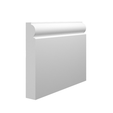 Skirting World Torus Type 1 MDF Skirting Board, white decorative profile with rounded top edge for interior wall finishing.