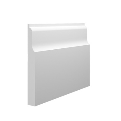 Skirting World Wave 2 MDF Skirting Board, white MDF skirting with wave design on top edge.