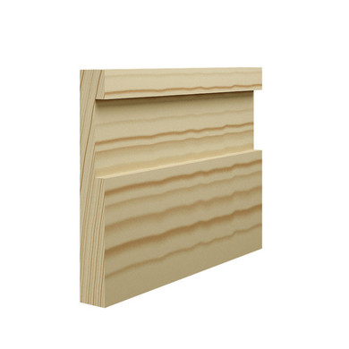 Skirting World Abbey Pine Skirting Board, cream-colored wooden skirting board with a grooved design.