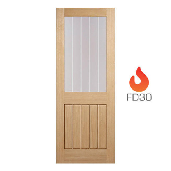  Mexicano Pre-finished Oak Glazed Half Light Internal FD30 Fire Door