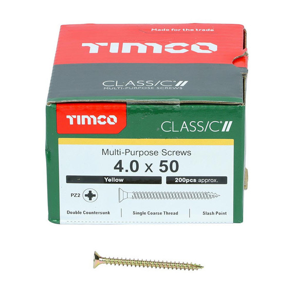TIMCO Classic Double Countersunk Multi-Purpose Screws 4mm x 50mm (200pcs)