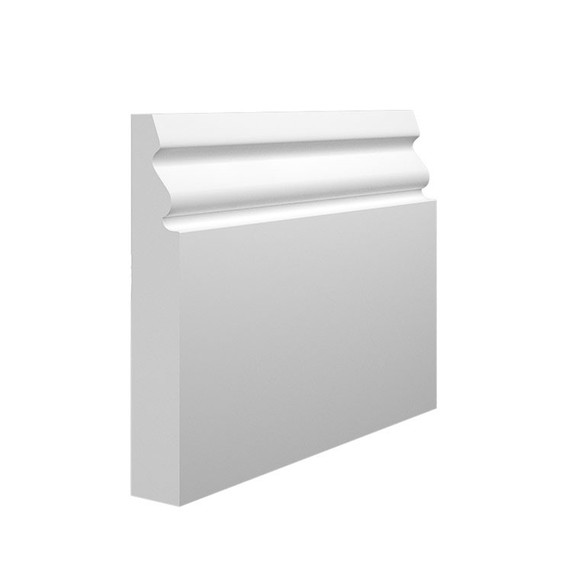 Skirting World Profile 2 MDF Skirting Board, white decorative molding for walls and flooring.