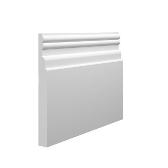 Skirting World Reeded 2 MDF Skirting Board, white reeded profile decorative MDF skirting board.