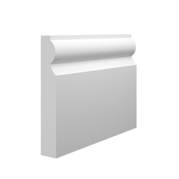 Skirting World Torus Type 2 MDF Skirting Board, a white decorative MDF skirting board with a rounded torus top profile.