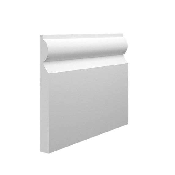 Skirting World Torus Type 2 MDF Skirting Board, white decorative MDF skirting with a curved torus design.