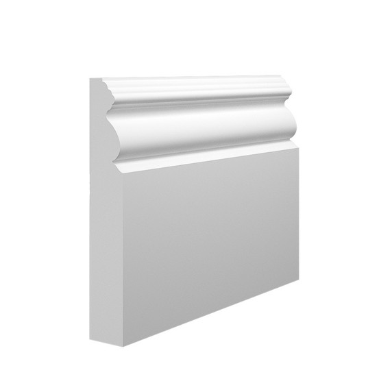 Skirting World Victorian 1 MDF Skirting Board, white ornate decorative trim for walls.