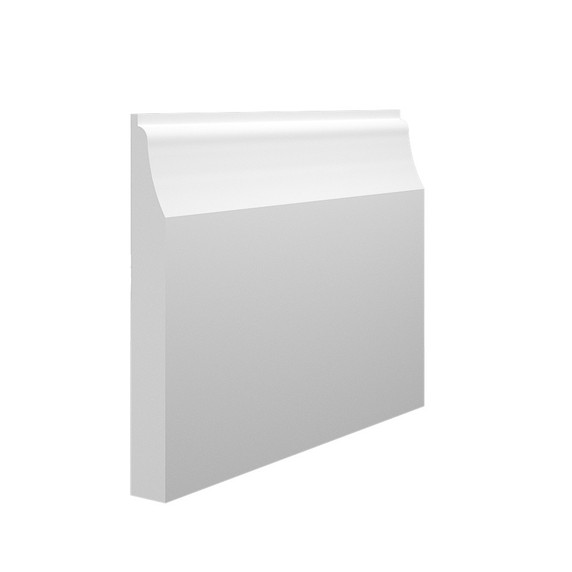 Skirting World Wave 1 MDF Skirting Board, white decorative MDF skirting board with a wave design at the top edge.