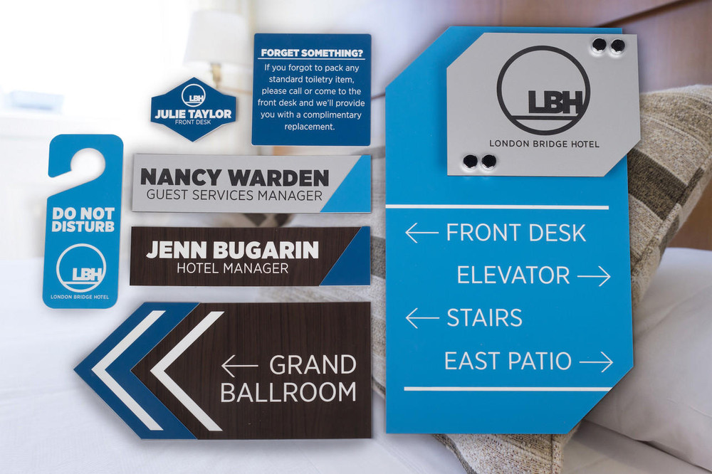 Sign kit image of several common sign applications for the LaserMax product line.