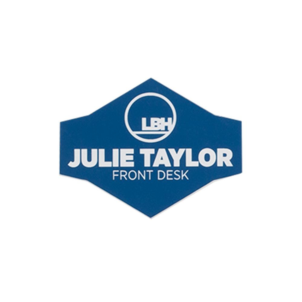 LaserMax hotel name badge example.