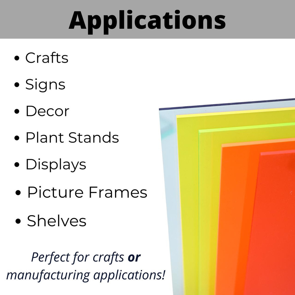 Transparent Fluorescent Colored Acrylic Plexiglass Sheet, BuyPlastic Online, Custom Order Plastic Online