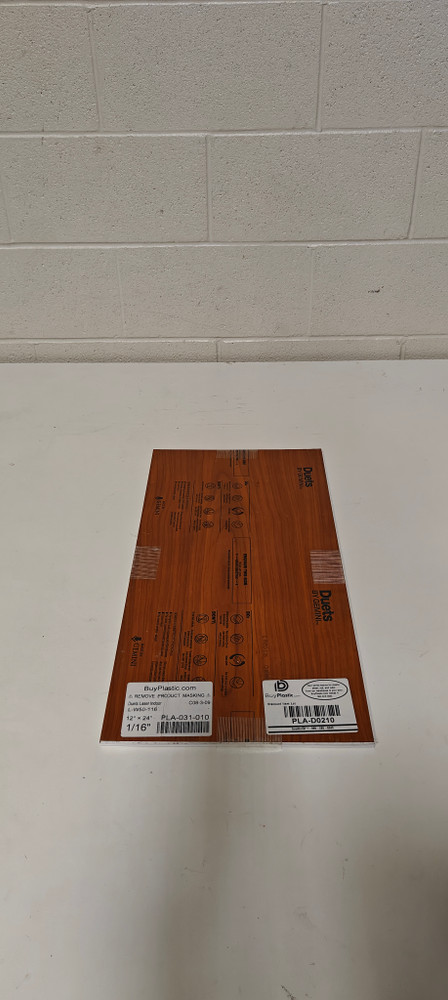 Duets - 6 pieces L-W50-116 (Cherry on White) Duets Laser Indoor (1/16"x12"x24")