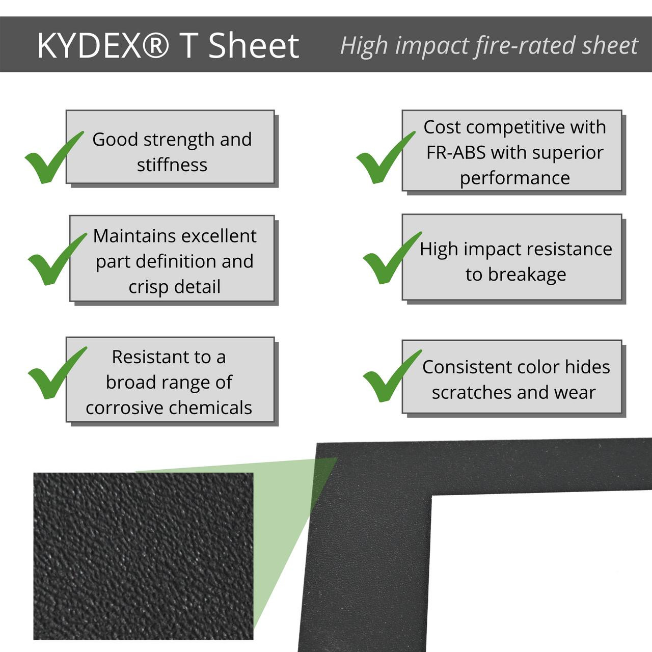 0.125 x 48 x 96 KYDEX® T Black Thermoplastic Sheet