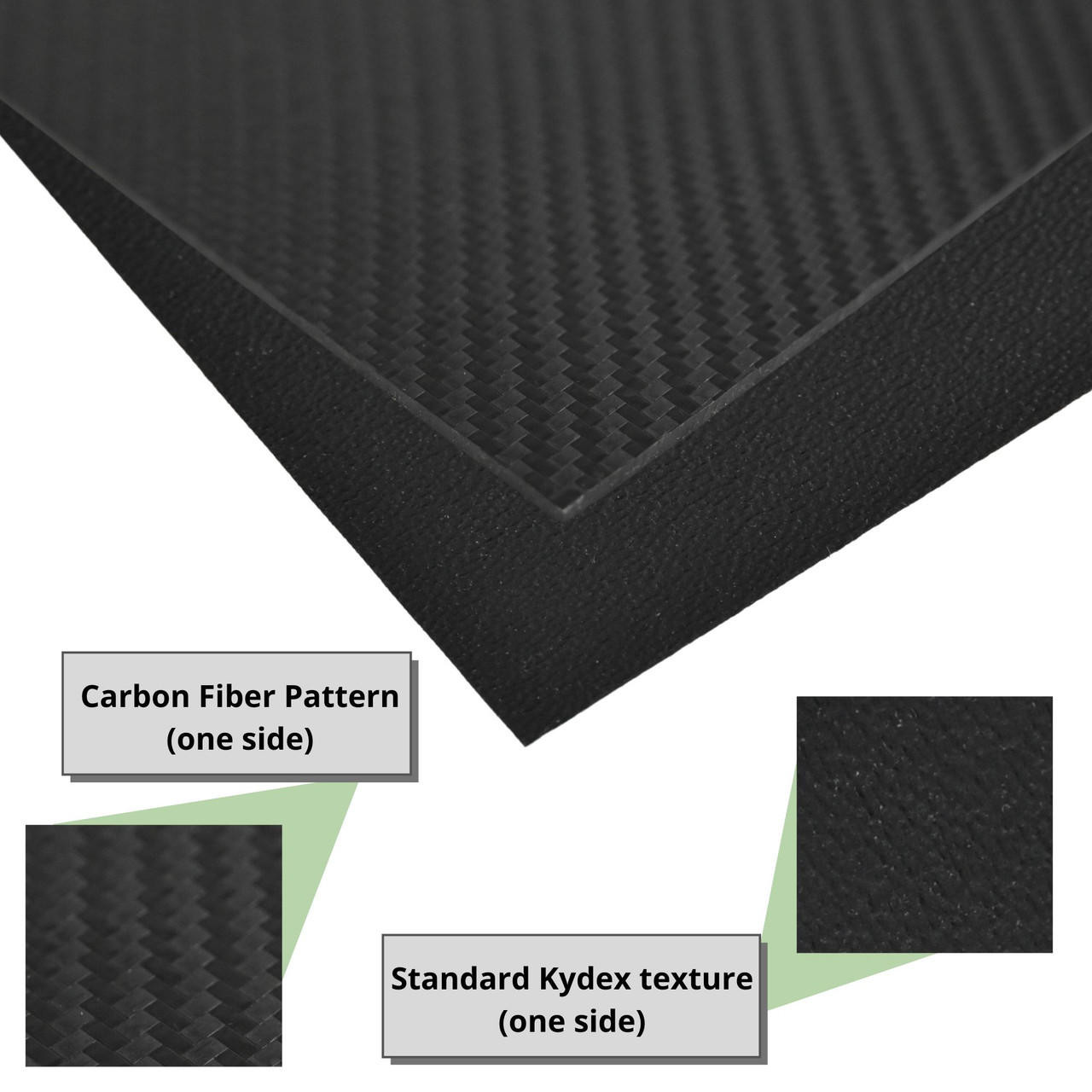 KYDEX® Thermoplastic Sheet KYDEX® T, Sheet, Black 52114, KYDEX®, Velour  Matte P3, Fire-Rated, (0.028 in x 48 in x 96 in)