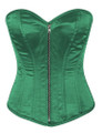 green satin steel boned corset