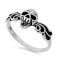 winged skull sterling silver ring