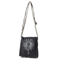 Black Sun and Moon Crossbody Bag With Flap Closure
