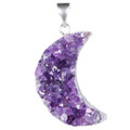 Sterling Amethyst Druzy Crescent Moon Necklace