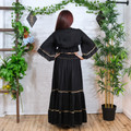 Black Celestial Embroidered Skirt with Ruffle Sleeve Top Set