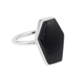 Black Onyx Coffin Sterling Silver Ring