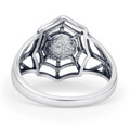 Sterling Silver Black Agate Spiderweb Ring