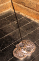metal skull stick incence burner shaped like a sugar skull