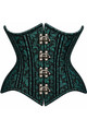  Double Steel Boned Black/Green Brocade Curvy Underbust Corset