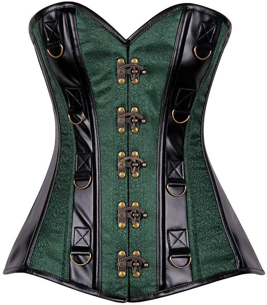 The Hunted Steel boned green and black Corset